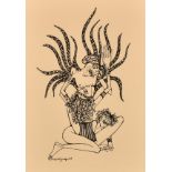 20th century Greek school, a set of four erotic prints, each 8.75" x 12.75",(4).