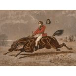'Too Fast To Last' A print of a horse riding scene, chromolithograph, signed and inscribed l.l., l.