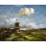 C. Ambler (20th century) An extensive landscape with a windmill, oil on board, 8" x 10".