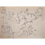 Attributed to Rex Whistler, A collection of portrait studies and studies of the human form, pencil