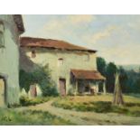 H.E. Lewis (20th century) British, ‘Farmhouse, Sussex’,