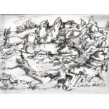 Adrian Hill, a sketchbook of various landscape scenes, charcoal, variously inscribed and
