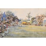 D. Browne, British, A scene of a country garden in bloom, watercolour, signed and dated '1919', 9" x