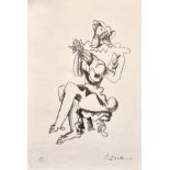 Ossip Zadkine (1890-1967) French/Russian, Abstract study of a figure playing a guitar, Lithograph,