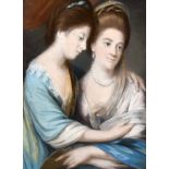 19th century English school, A study of two elegant ladies holding sheet music, pastel, 28" x 22".