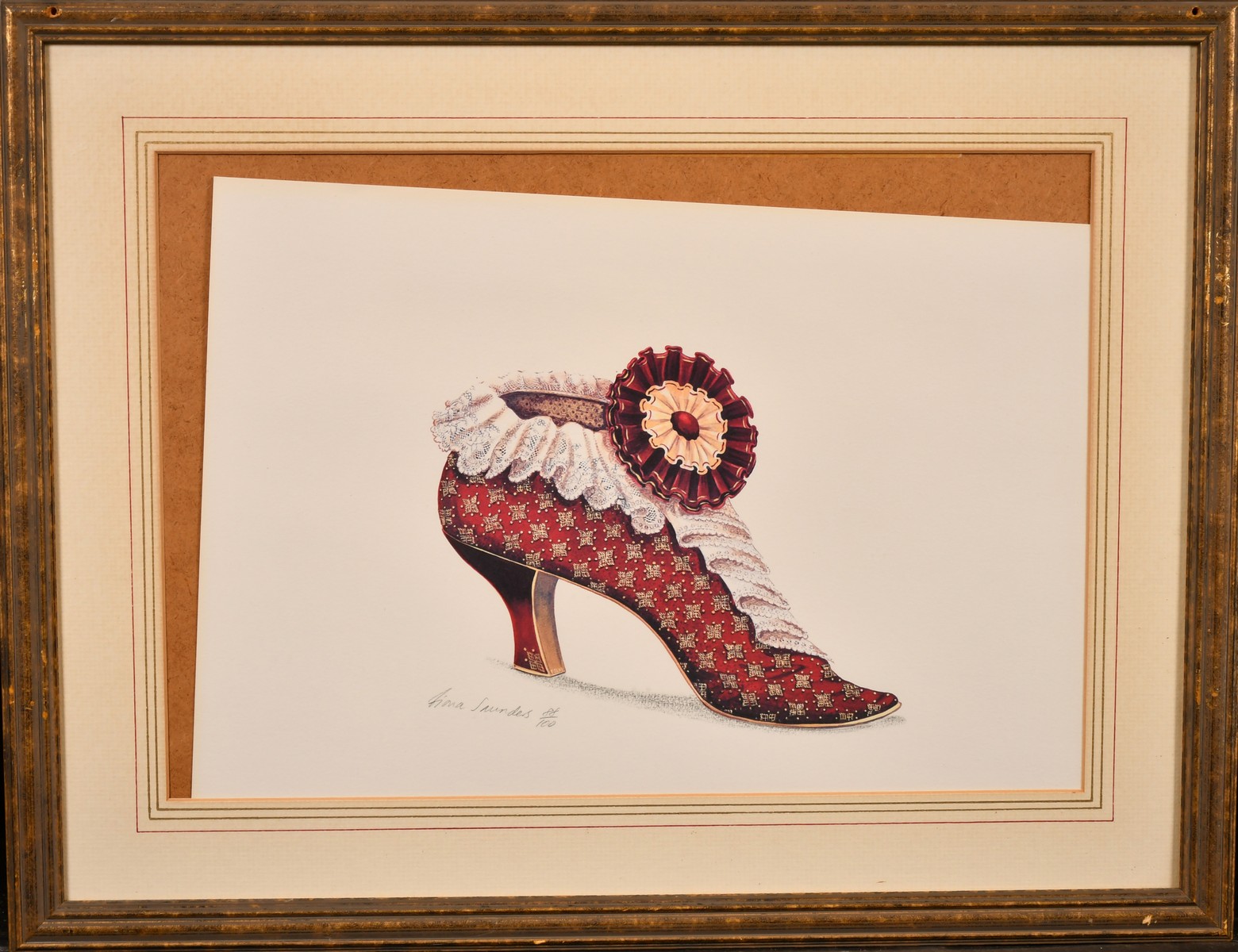 Fiona Saunders (20th century) a pair of prints of 19th century French shoes, each signed in pencil - Image 4 of 4