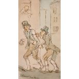 T. Rowlandson (1756-1827), a set of six ink and wash Cartoons, one signed, 6 x 3.25.