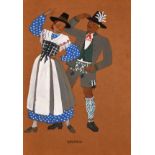 A collection of 19th century illustration of traditional German costume from different regions,