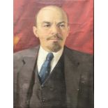 20th Century Russian School, A bust length portrait of Lenin, oil on canvas, 30" x 22", unframed.