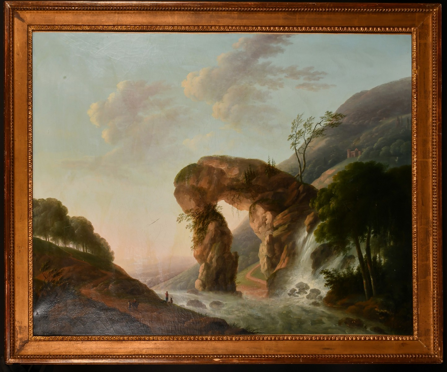 Early 19th century continental school, figures resting by a torrent with a waterfall and hillside - Image 2 of 4