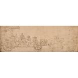 A print of an old master drawing, with blindstamp, 7.75" x 18.5", (unframed).