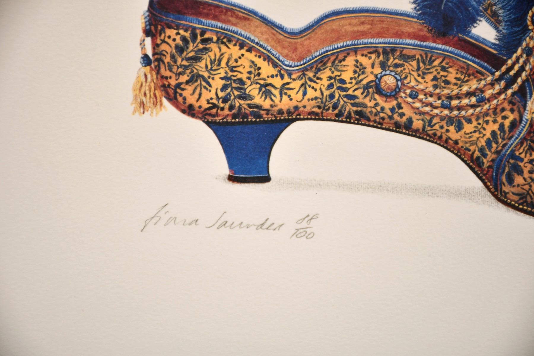 Fiona Saunders (20th century) a pair of prints of 19th century French shoes, each signed in pencil - Image 3 of 4