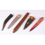 A MIXED LOT OF 5 INDIAN DAGGER SHEATHS, mixes style and sizes, (5)