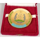A LARGE EGYPTIAN POLO FEDERATION MEDALLION 3 ins. diameter in a felt case