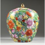 A CHINESE MILLEFIORI GINGER JAR AND COVER, 8 in. high.