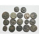 A SMALL COLLECTION OF ROMAN AND GREEK CLASSIC SILVER AND BRONZE COINS (16)