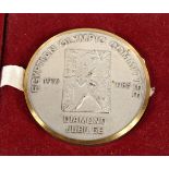 A LARGE EGYPTIAN OLYMPIC COMMITTEE MEDALLION 1910 - 1985 Diamond Jubilee, 2.25 ins diameter, in a