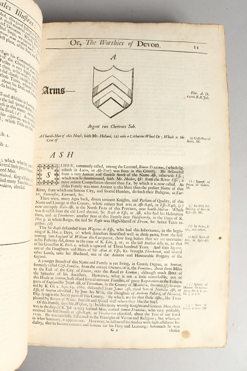 THE WORTHIES OF DEVON by JOHN PRINCE 1701, leather-bound. 15ins x 10ins. - Image 7 of 8