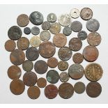 A MIXED LOT OF TOKENS AND COINAGE SOME ROMAN AND EARLY ENGLISH