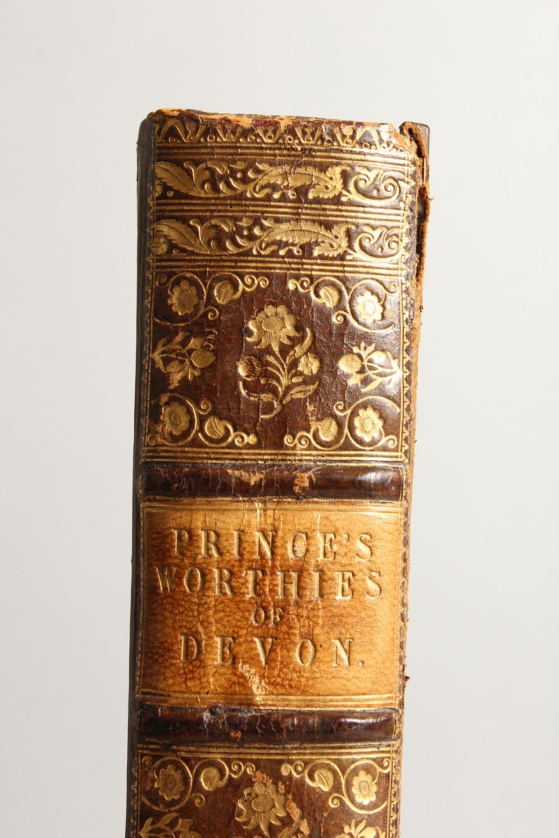 THE WORTHIES OF DEVON by JOHN PRINCE 1701, leather-bound. 15ins x 10ins. - Image 2 of 8