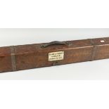 A HARDY BROTHERS LTD. AND METAL BOUND FISHING ROD BOX, with original label to the interior 6 ft 4