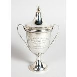 A POLO TROPHY, TWO HANDLED CUP AND COVER, 6.5 INS HIGH (ASSAM VALLEY LIGHT HORSE INTER TROOP POLO