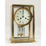 A GOOD FRENCH BRASS FOUR GLASS CLOCK, AI No. 39269, with mercury pendulum. 11ins high.