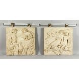 A PAIR OF CLASSICAL MARBLE-TYPE PLAQUES, 17 in. x 17 in.