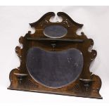 A MAHOGANY SWAN NECK TOPPED MIRROR with small oval panel and kidney shaped mirror panel, 3 ft. 1 in.