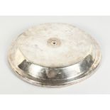 A PLAIN SILVER CIRCULAR FOOD COVER, 12 inches diameter, Britannia standard 1912, weighs 27 ozs.