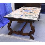 AN IMPRESSIVE 19TH/20TH CENTURY ITALIAN SPECIMEN MARBLE-TOPPED TABLE, inset with coloured stone.