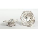 A PAIR OF VICTORIAN SILVER PIERCED BON BON DISHES London 1894