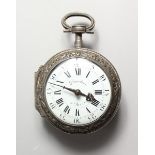 A SUERB LARGE 18TH CENTURY FRENCH SILVER COACHING POCKET WATCH by PlANCHON, PARIS No. 1544. 5ins