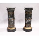 A SUPERB PAIR OF LOUIS XVTH DESIGN MARBLE, CIRCULAR FLUTED PEDESTALS with circular tops and