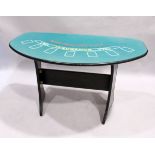 A BLACKJACK TABLE with felt top, 4 ft. 9 in. wide.