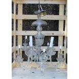 A LARGE CUT GLASS TEN BRANCH CHANDELIER 2ft 6 ins high x 2 ft wide