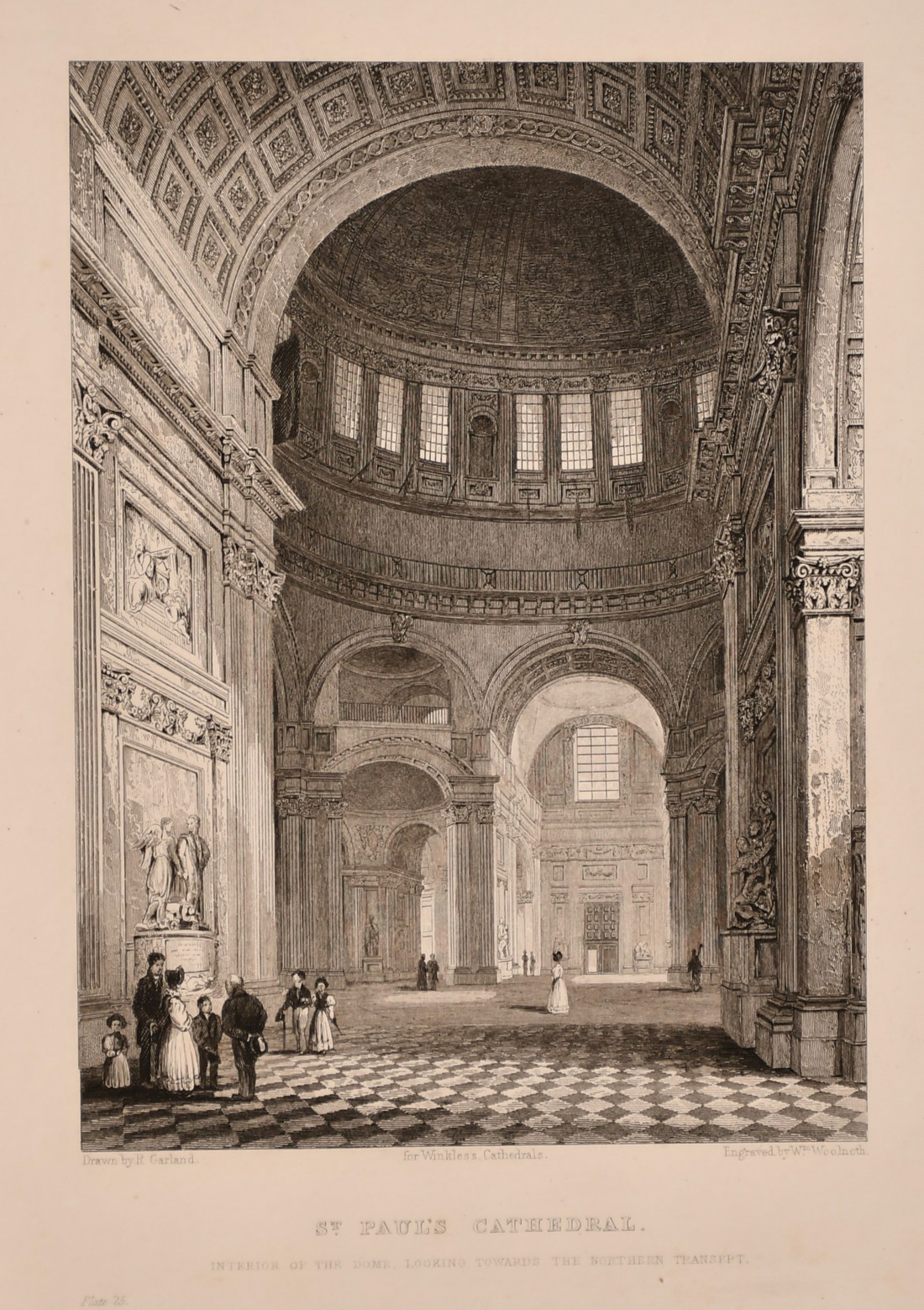 A collection of 19th century engravings of St Paul's Cathedral including 'Interior of the Dome,