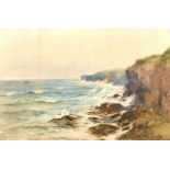 Thomas Swift Hutton (1875-1935) British, a coastal scene with choppy waters crashing against the