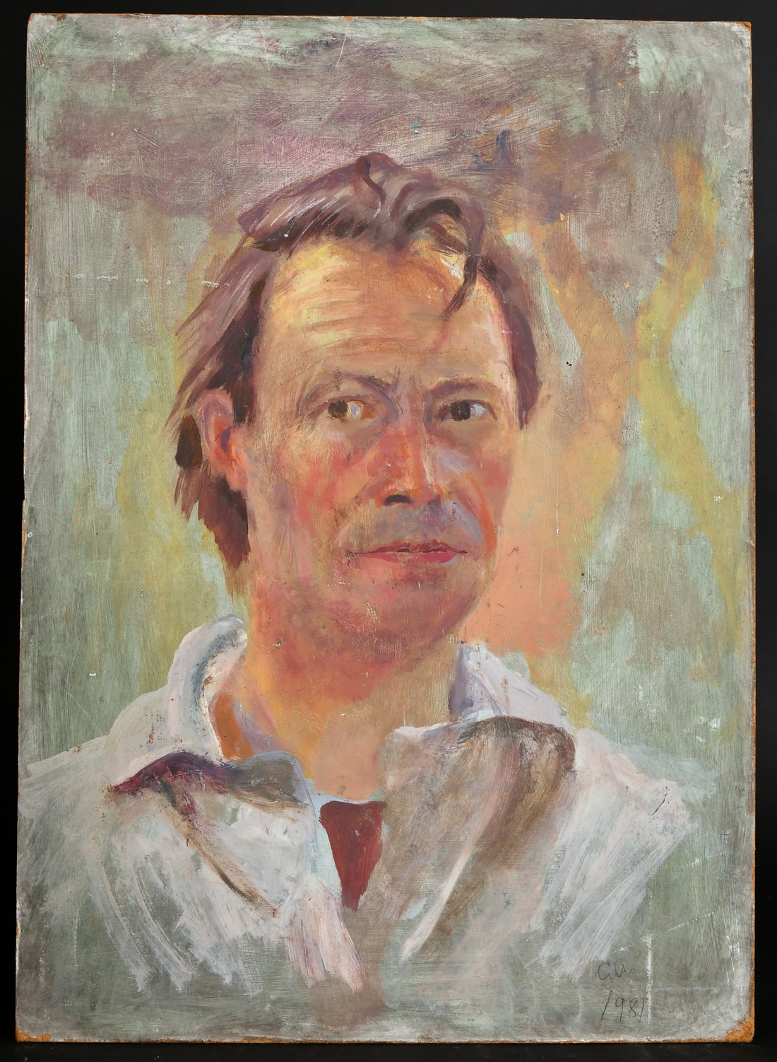 Geoffrey Underwood (1927-2000) British, a bust length portrait of a man (the artist?), Oil on board, - Image 2 of 4