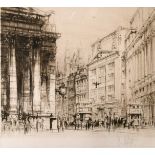 William Walcot (1874-1943) British, Cornhill and the Royal Exchange, London, etching with drypoint