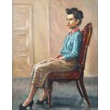 R. Horland, 20th century, A Portrait of a seated lady, oil on canvas, 20" x 16".