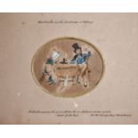 19th century, 'Dick Livireller and the Marchioness at Cribbage', An oval card playing scene, print