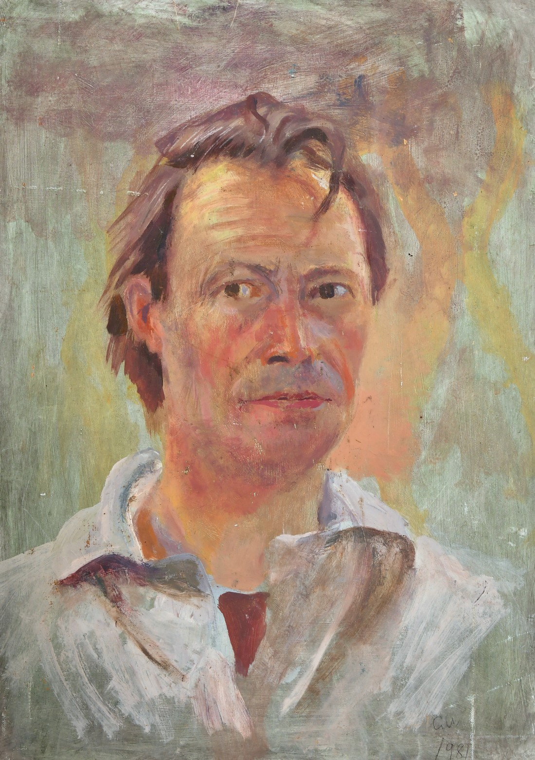 Geoffrey Underwood (1927-2000) British, a bust length portrait of a man (the artist?), Oil on board,