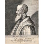 An old master print depicting Joannes Caius, engraving, inscribed, 6.25" x 4.75".