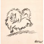 After David Low (1891-1963) British, A study of a dog, pen & ink, signed,4.75" x 4.75".