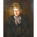 19th century, A half-length portrait of a lady, oil on canvas, 30" x 25".