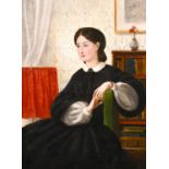 Late 19th/early 20th century, A portrait of a seated lady in an interior, oil on canvas,