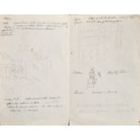 Circle of John Ruskin, Architectural views in France, a kneeling figure and an architectural sketch,