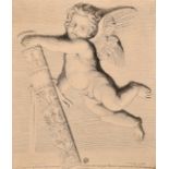 A group of decorative old master prints of cherubs and other topics, variously inscribed, from 6"
