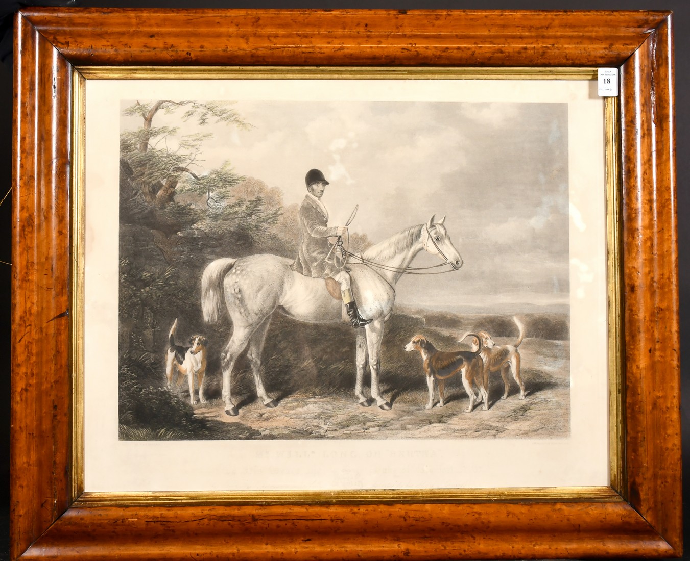 An Engraving by Edward Hacker after W & H Barraud of a huntsman on his horse with hounds, engraving, - Image 2 of 3